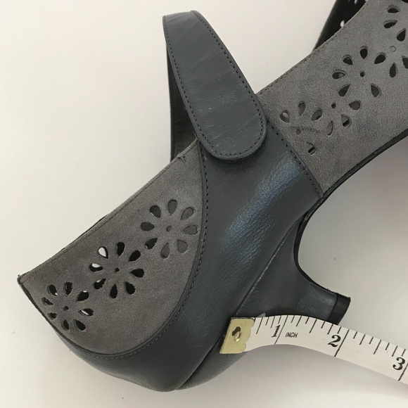 RENATA DONATI Mary Jane Kitten Heel Pumps Leather Heels Gray Women’s Size EU39 - Picture 11 of 16